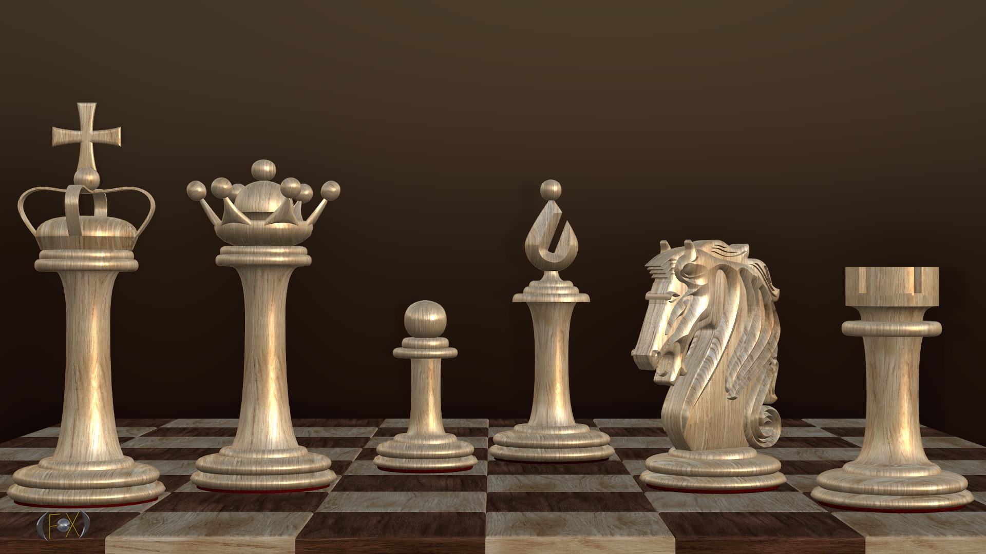 Chess Set 3D model made in Motion