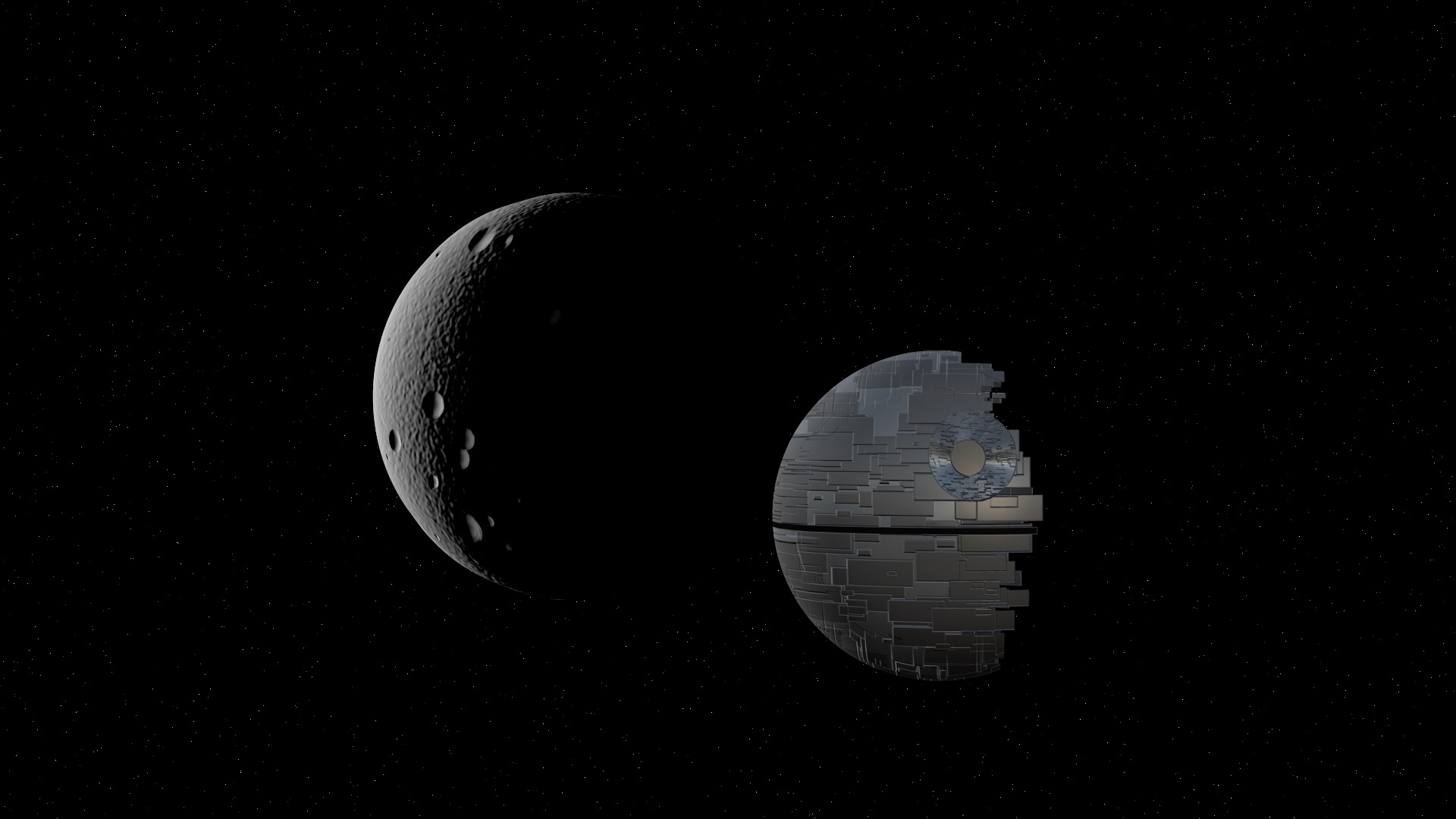 Death Star and Moon - 3D models made in Motion