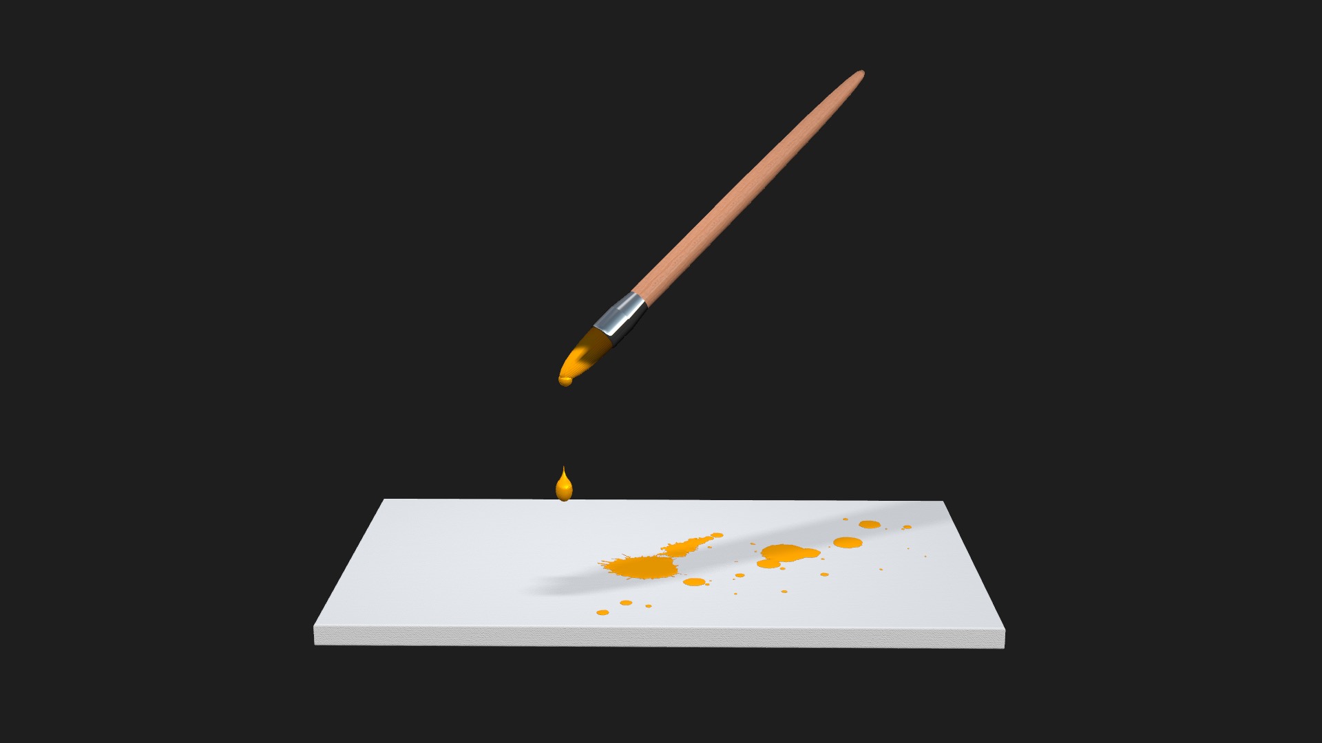Paint Brush and Artist Canvas 3D Model
