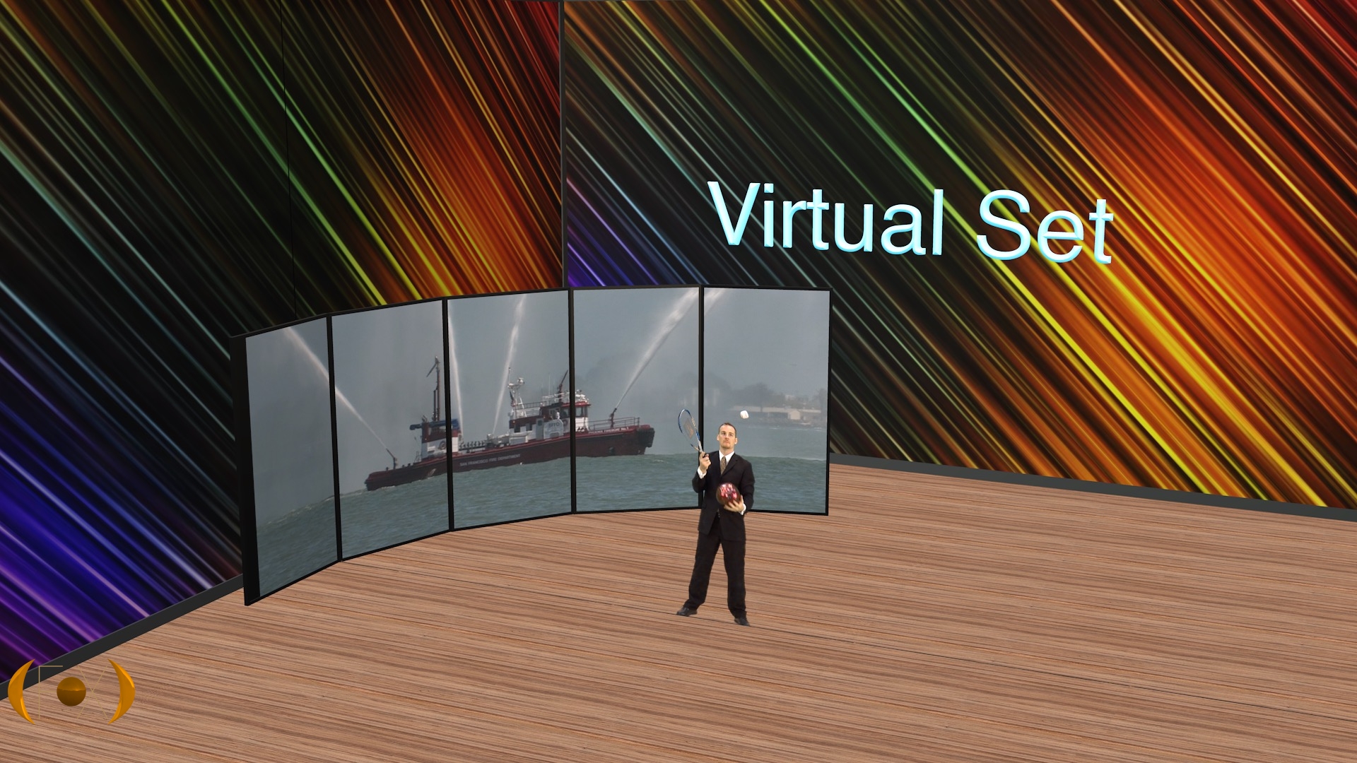 Virtual Set - 3D model with green screen actor