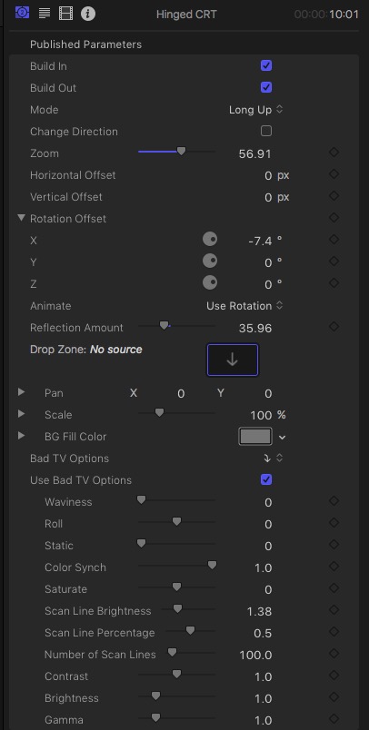 Hinged CRT FCPX Plugin Parameters