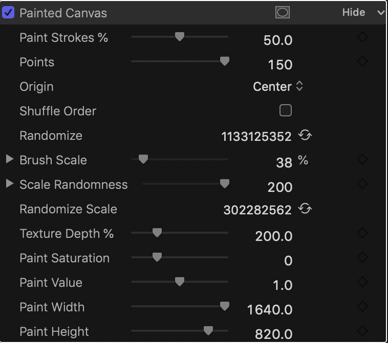 Painted Canvas parameters