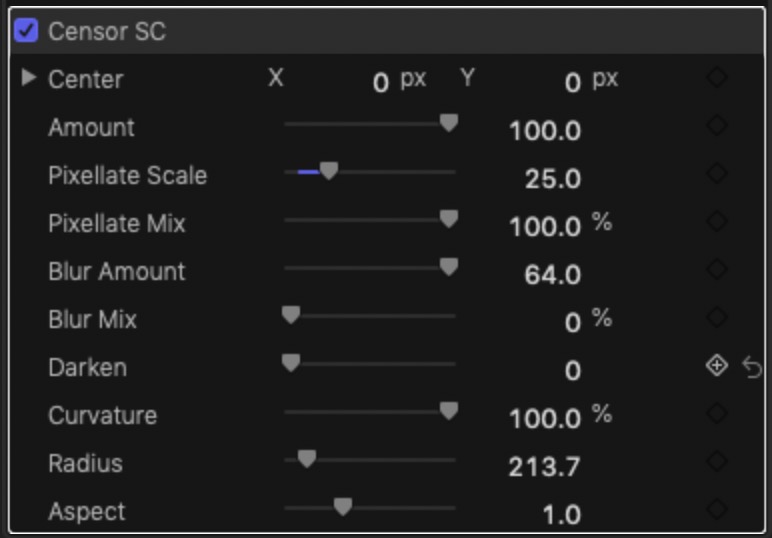 Censor SC parameters