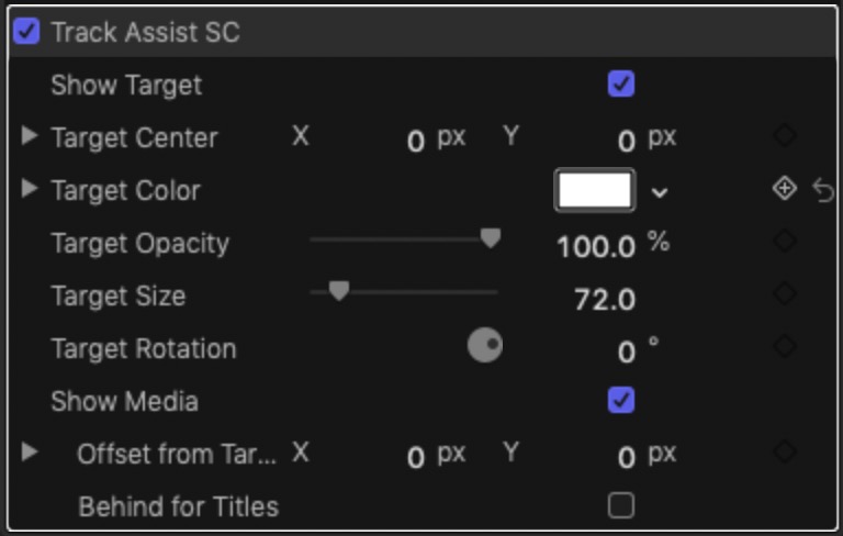 Track Assist SC parameters