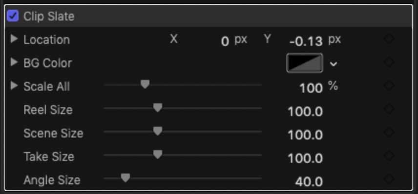 Clip Slate Parameters