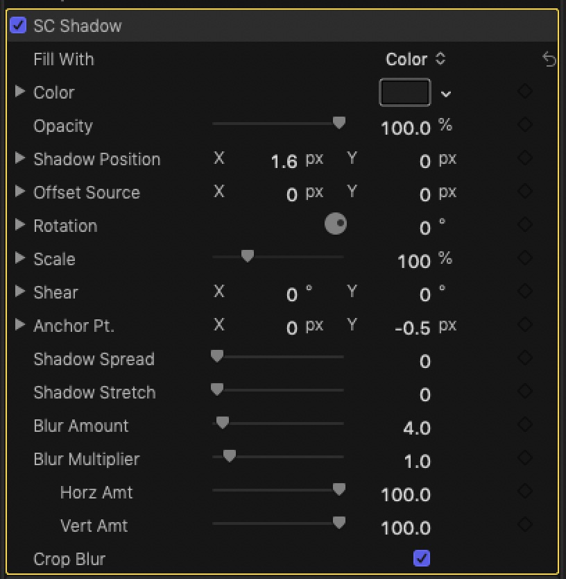 SC Shadow parameters