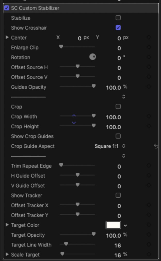 SC Custom Stabilizer Parameters