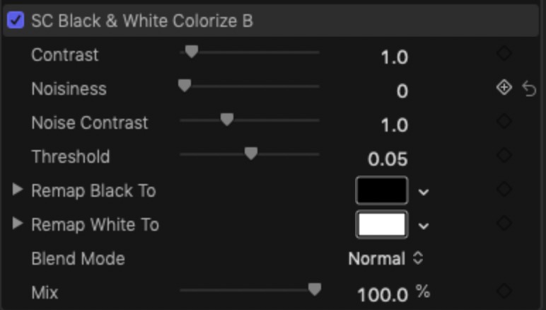 SC Black & White Colorize parameters