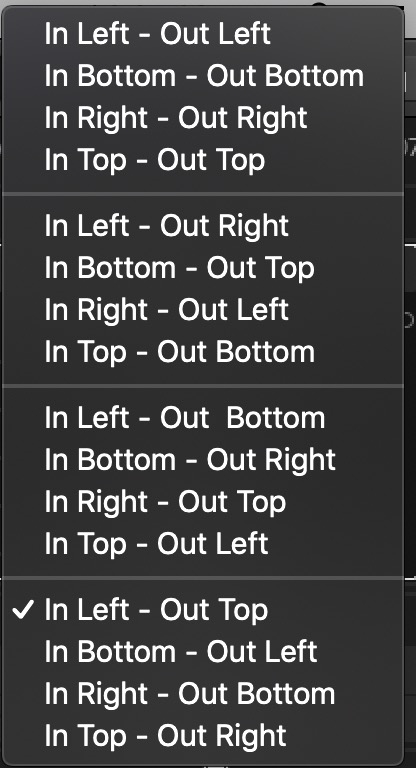 Slide In - Slide Out directions menu