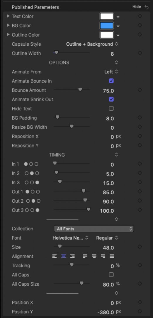 title capsule parameters
